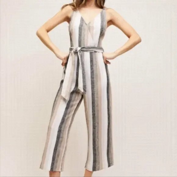 Striped Dynamite jumpsuit with belt (M) - Picture 2 of 6